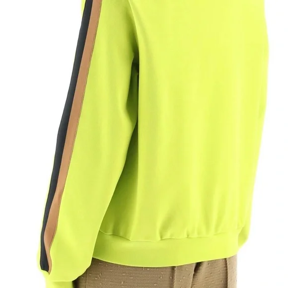 Tory Burch half zip techno jersey sweatshirt NWT size L Large Yellow